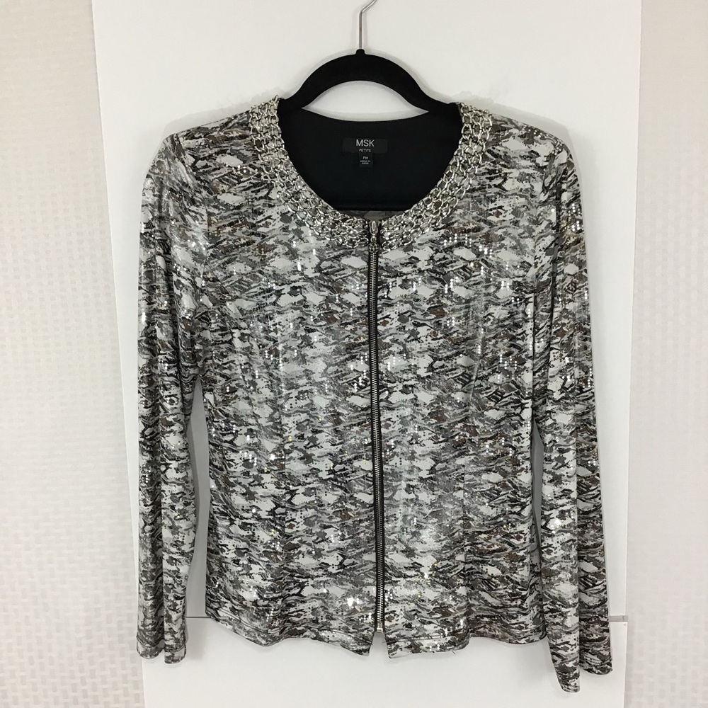 MSK SILVER METALLIC LONG SLEEVE JACKET - Picture 2 of 3